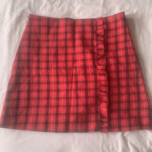Red Plaid Ruffle Skirt